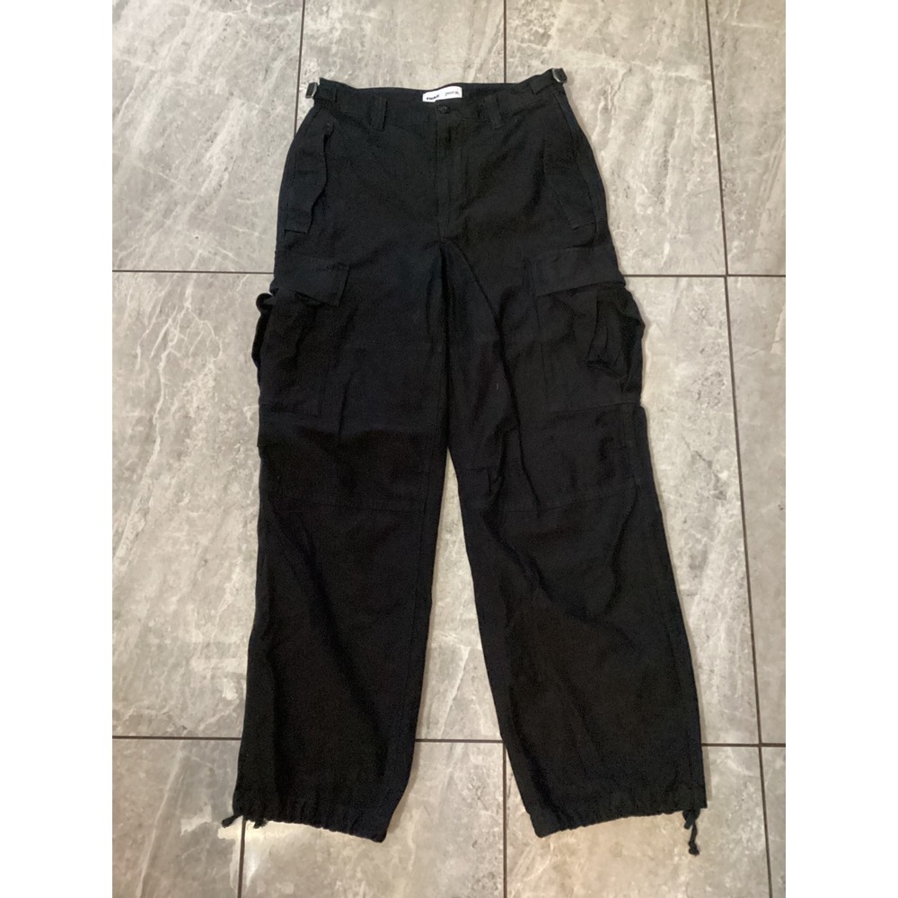 TNA Cargo Pants Black Utility Pockets Drawstring Ankle Womens Size 4